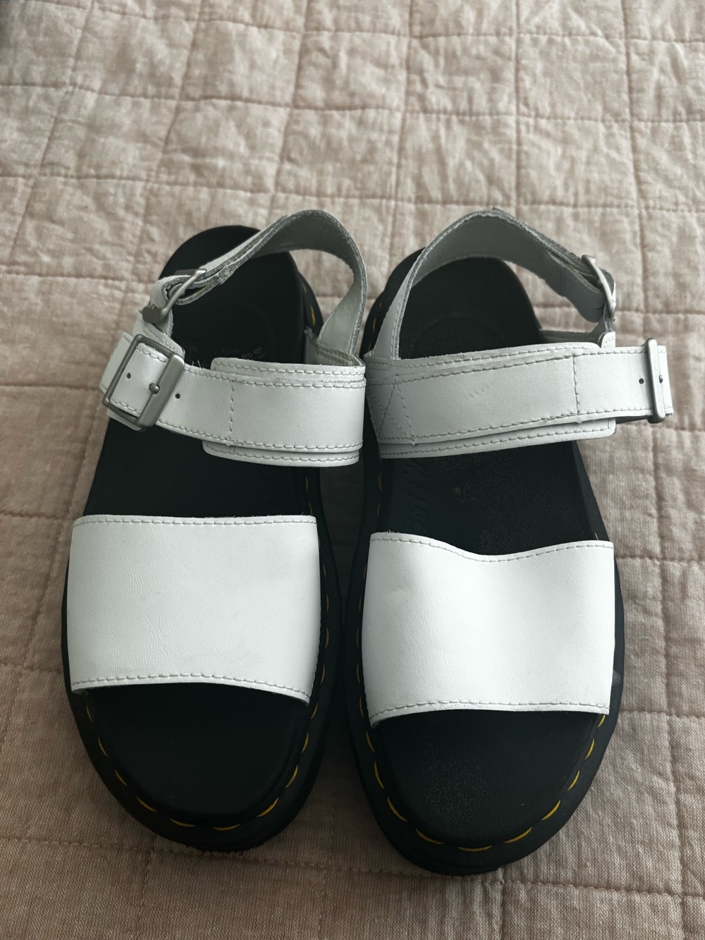 Dr. Martens White Leather Platform Sandals